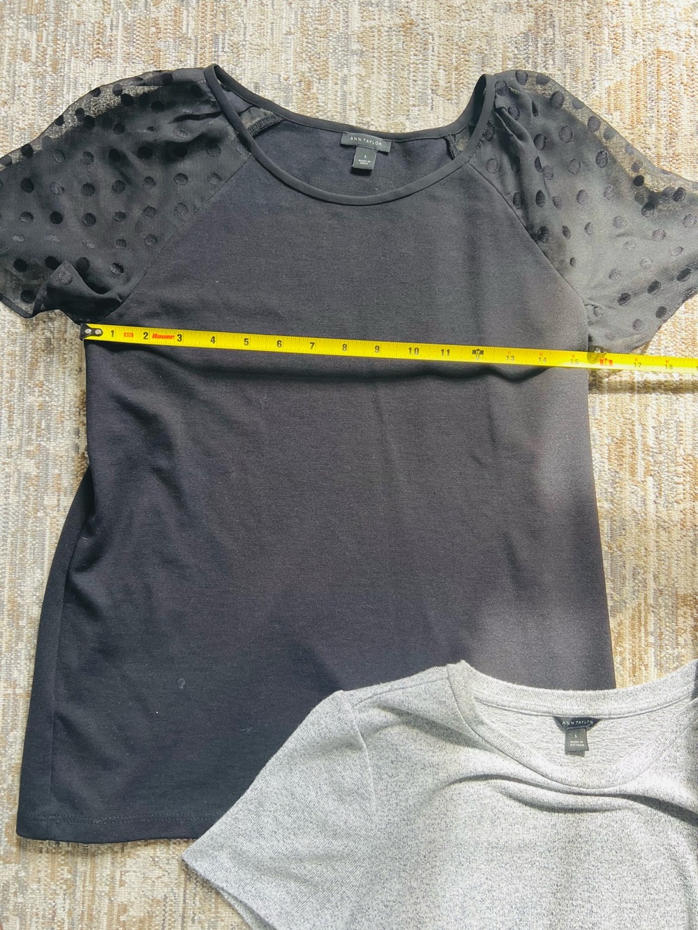 Ann Taylor Black Sheer-Sleeve Women’s Top and Gray Top Bundle - Picture 6 of 6